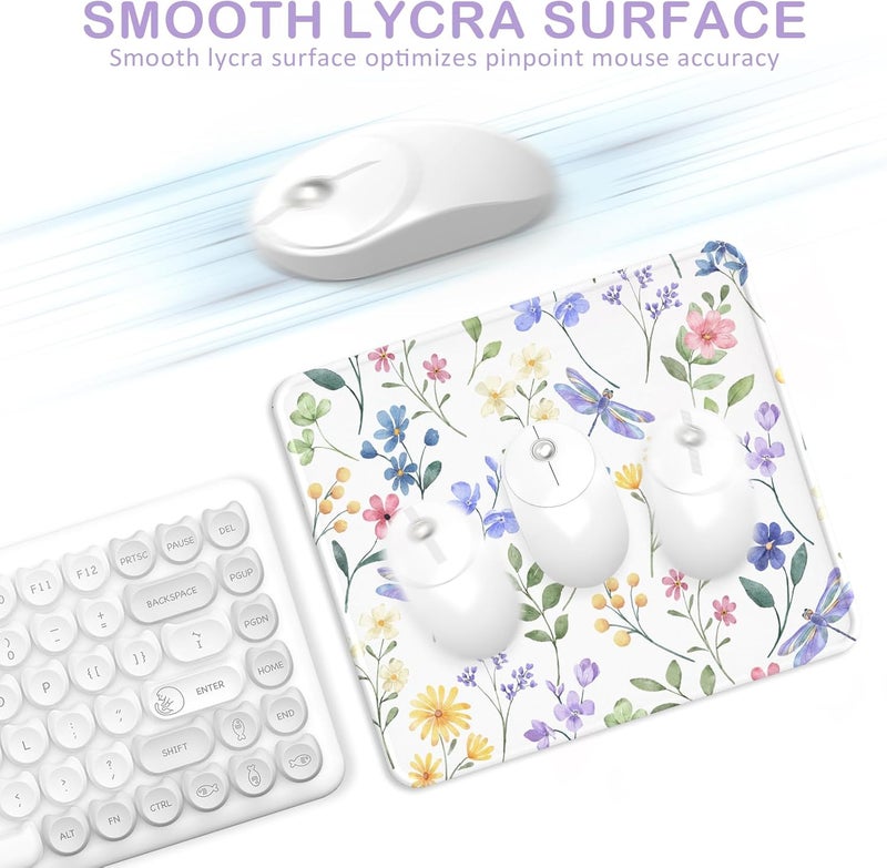 eulps Mouse Pad with Stitched Edge, Multiple Patterns Computer Mouse Pads with Non-Slip Rubber Base, Washable Cloth Mousepad, for Gaming, Laptop, PC (Dragonfly Meadow) - Image 4